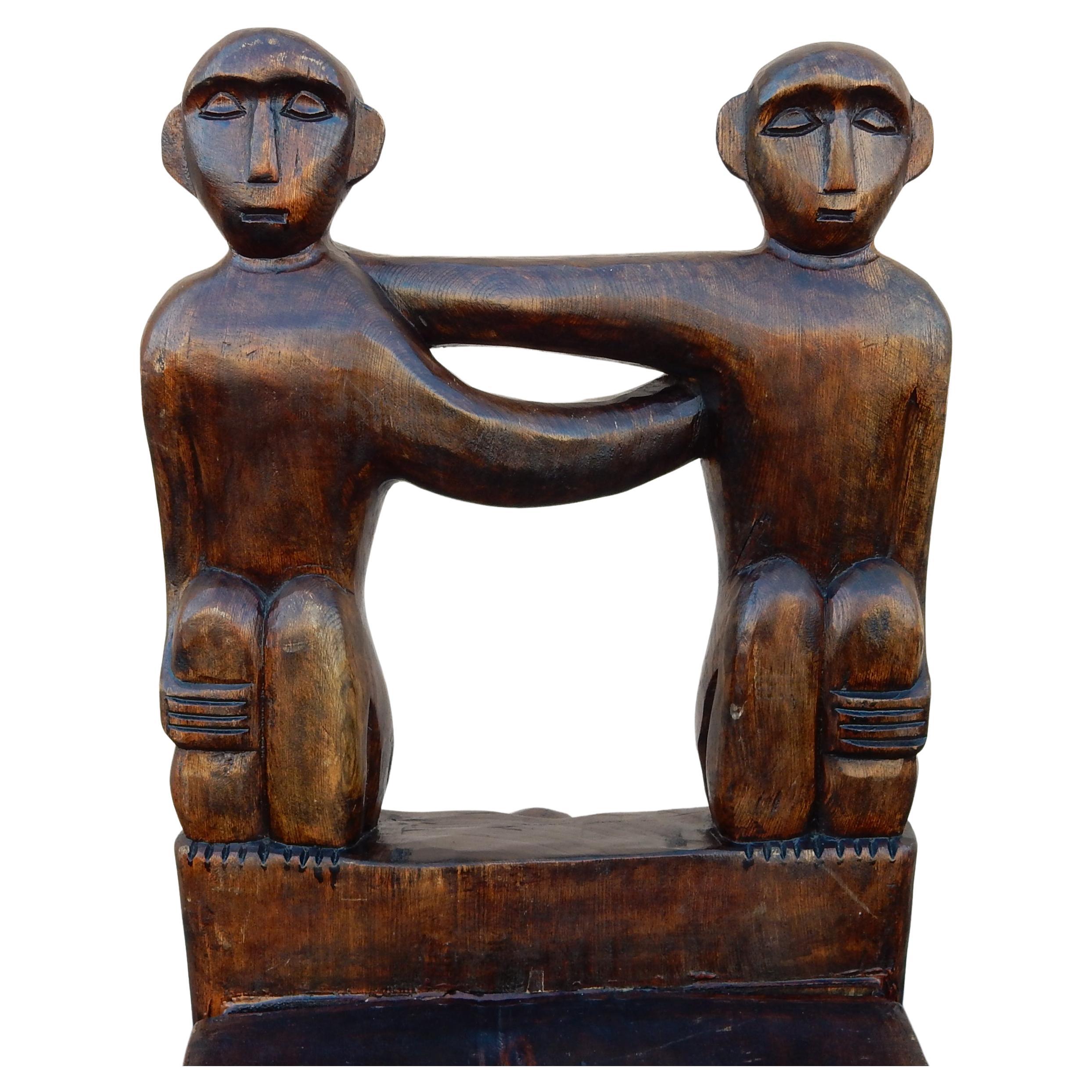 Tribale Sedie/sgabelli d'arte popolare africana Ashanti in legno scolpito in vendita