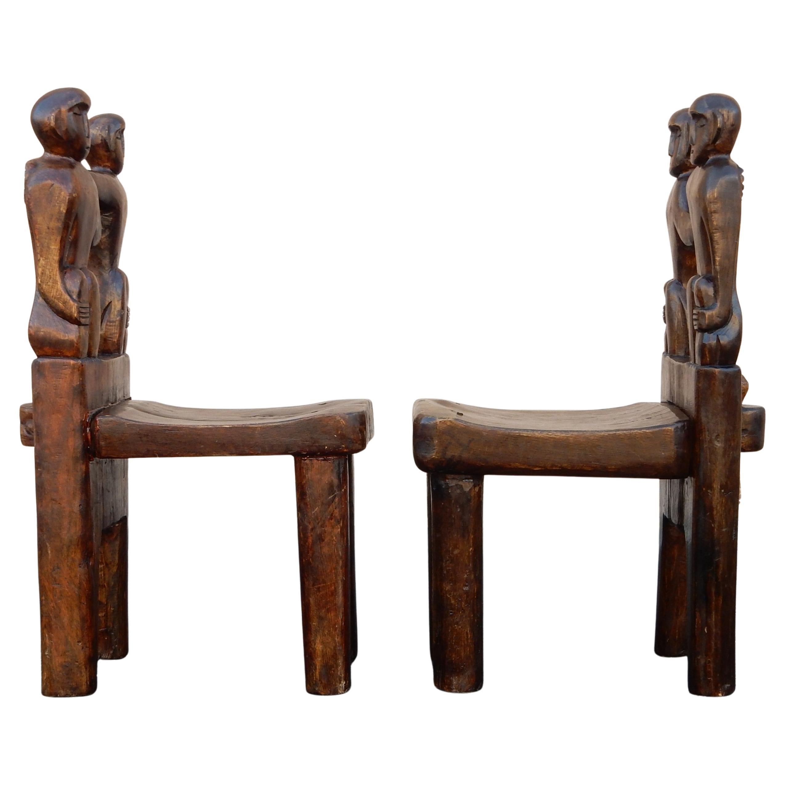 Sudafricano Sedie/sgabelli d'arte popolare africana Ashanti in legno scolpito in vendita