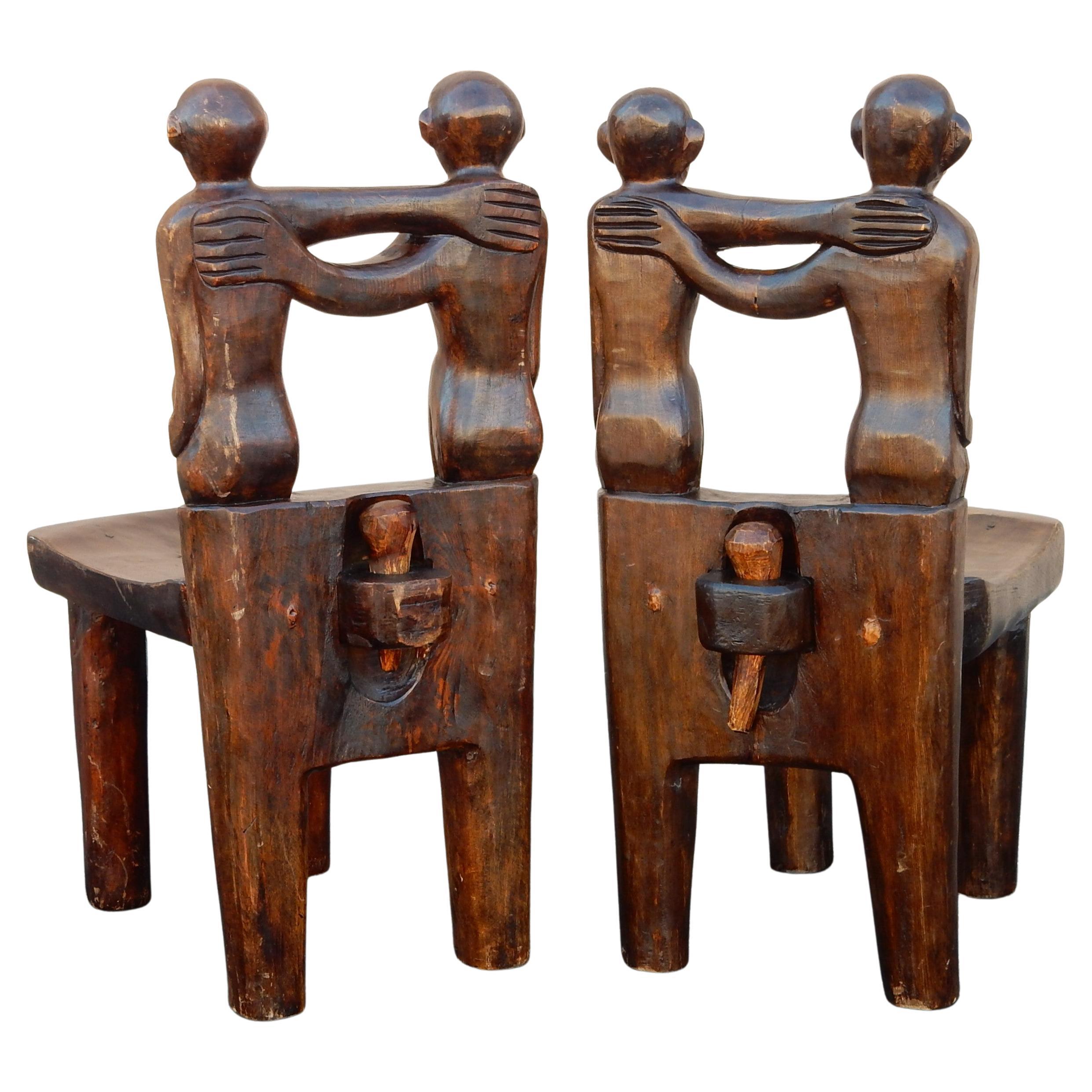 XX secolo Sedie/sgabelli d'arte popolare africana Ashanti in legno scolpito in vendita
