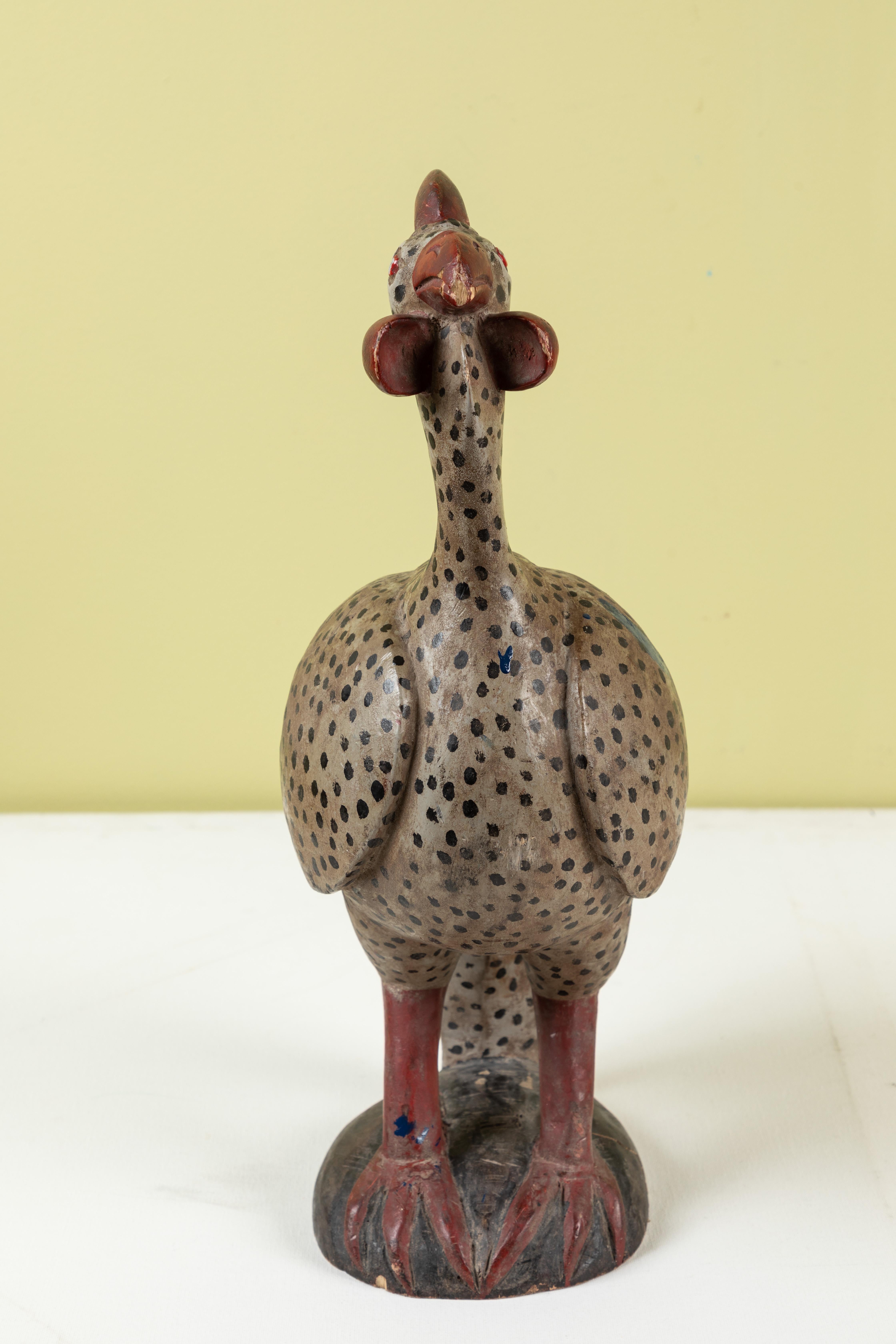 Hand-Carved African Folk Art Guinea Fowl