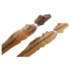 African Folk Art Hand Carved Sculpture Fork and Spoon