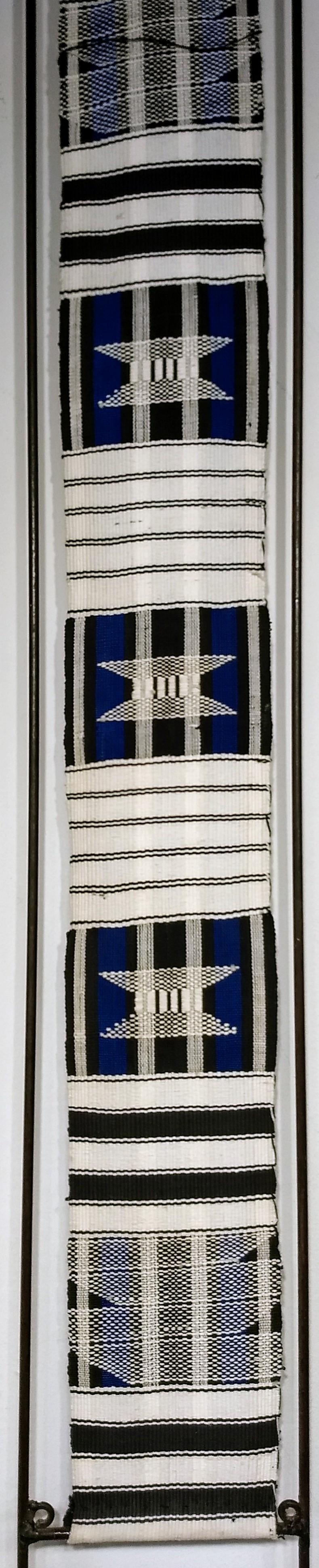 Mid-20th Century African Hand-Woven Indigo Tapestry in Custom Wrought Iron Frame In Good Condition For Sale In Barrington, IL
