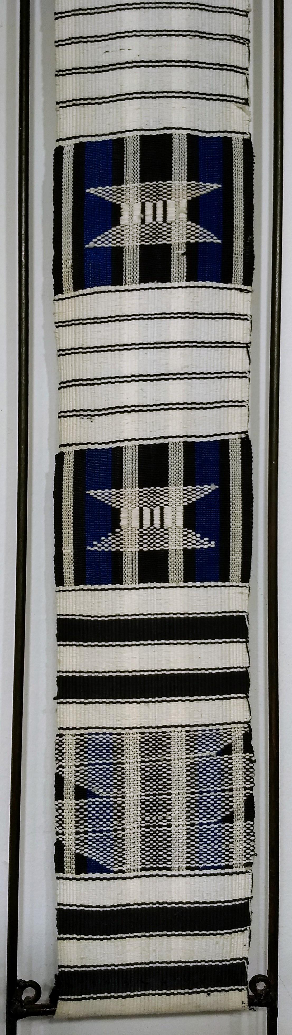 Mid-20th Century African Hand-Woven Indigo Tapestry in Custom Wrought Iron Frame For Sale 1