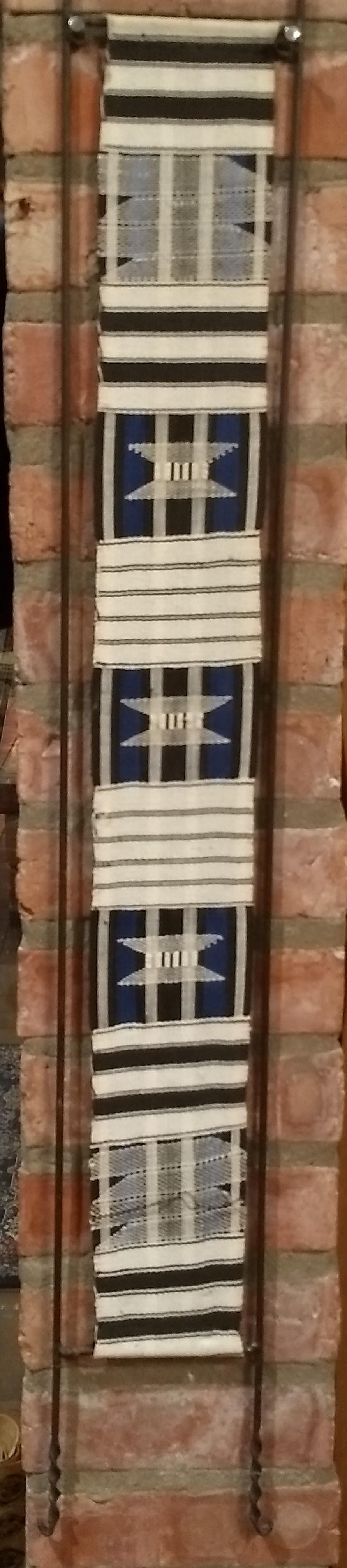 South African Mid-20th Century African Hand-Woven Indigo Tapestry in Custom Wrought Iron Frame For Sale