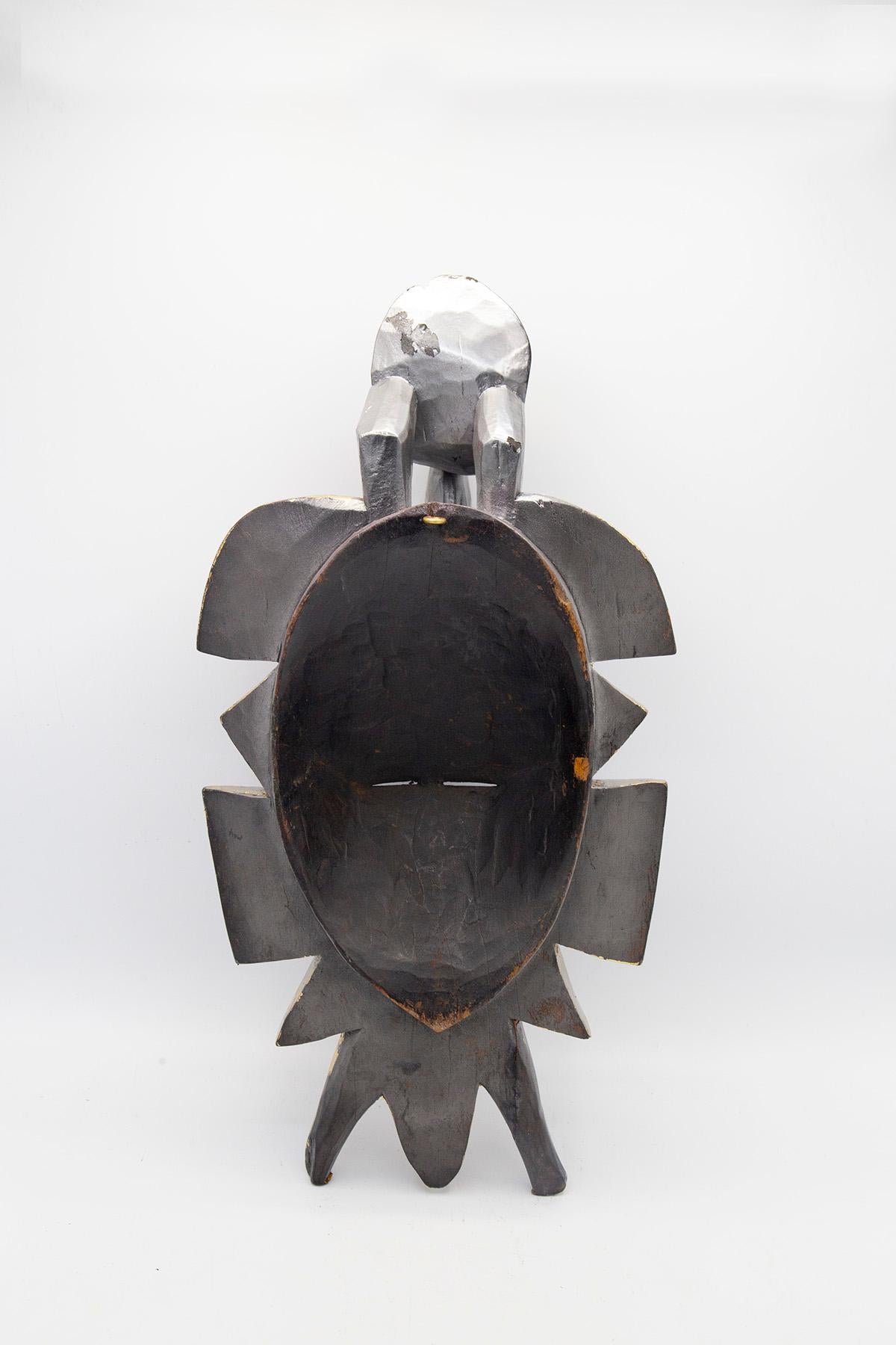 Early 20th Century African Futurist Black Tribal Mask by Bomber Bax For Sale