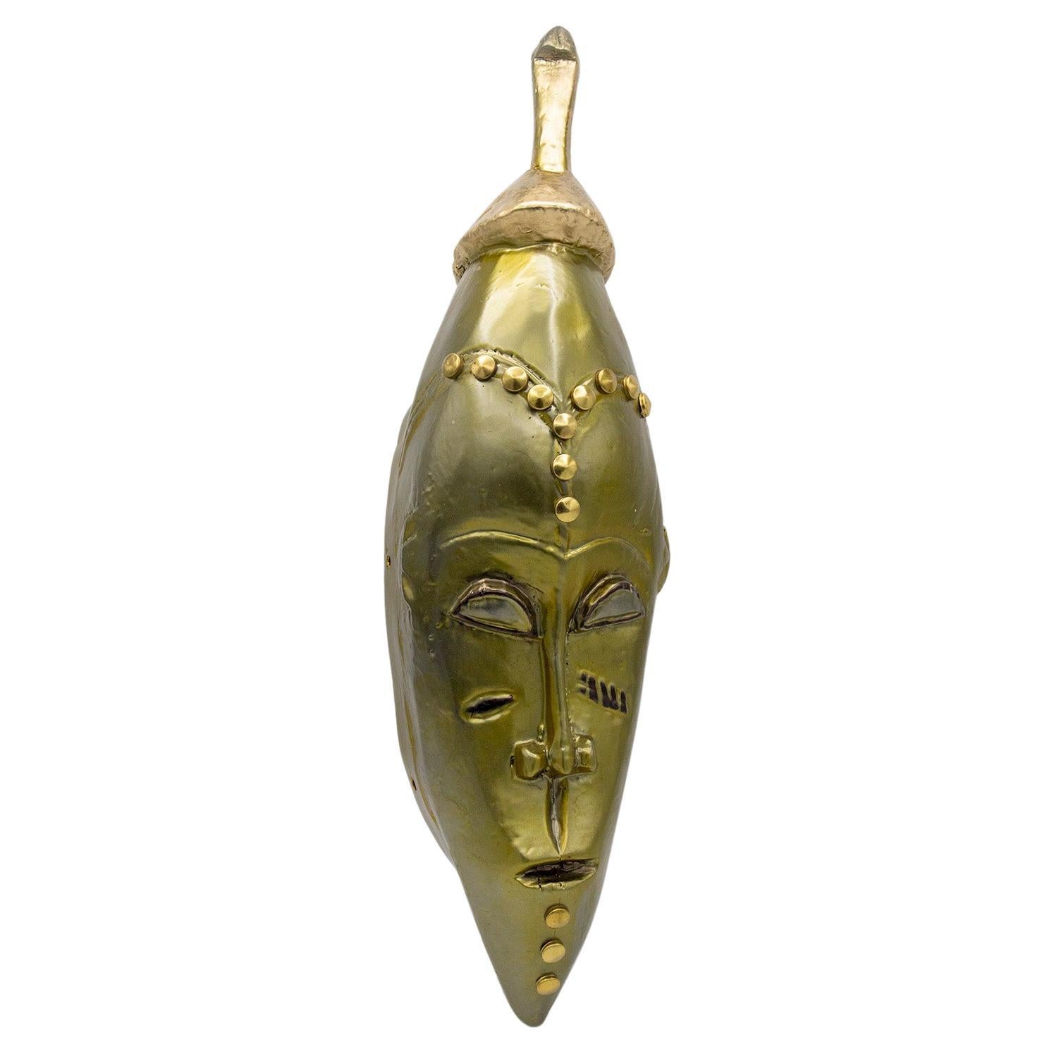 African Futurist Gold Mask Created by Bomber Bax For Sale