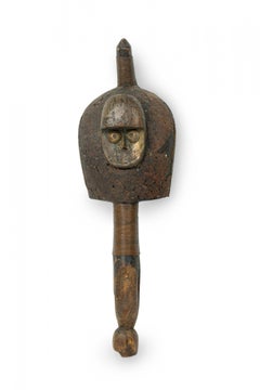 African Gabon/D.R. Congo 20th Century Wood Kota Mahongwe Figural Reliquary Staff