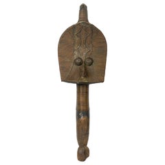 African Gabon/D.R. Congo 20th Century Wood Kota Mahongwe Figural Reliquary Staff