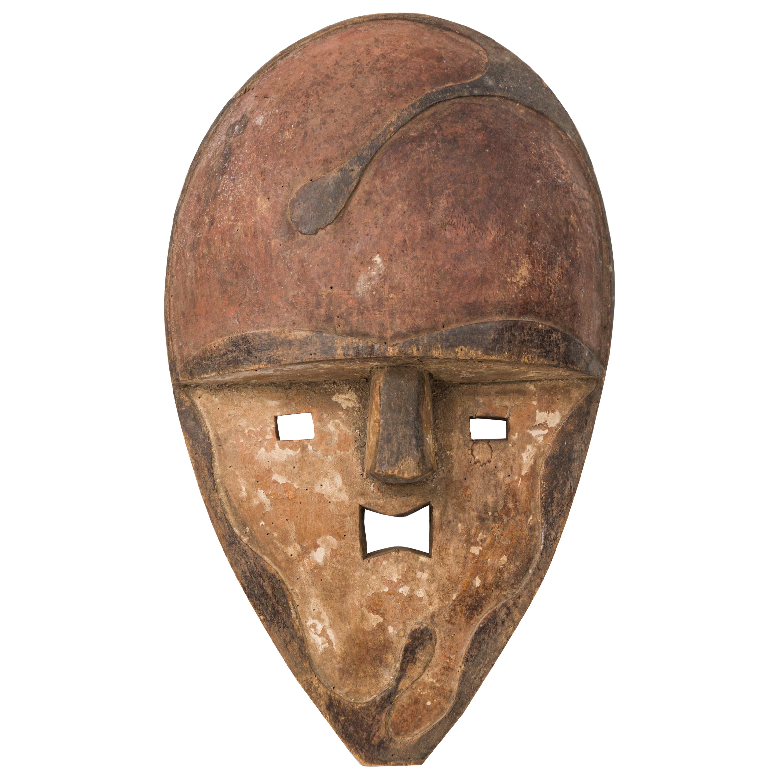 African Gabon Late 20th Century Carved Wood Galwa Mask with Encircling Snake For Sale