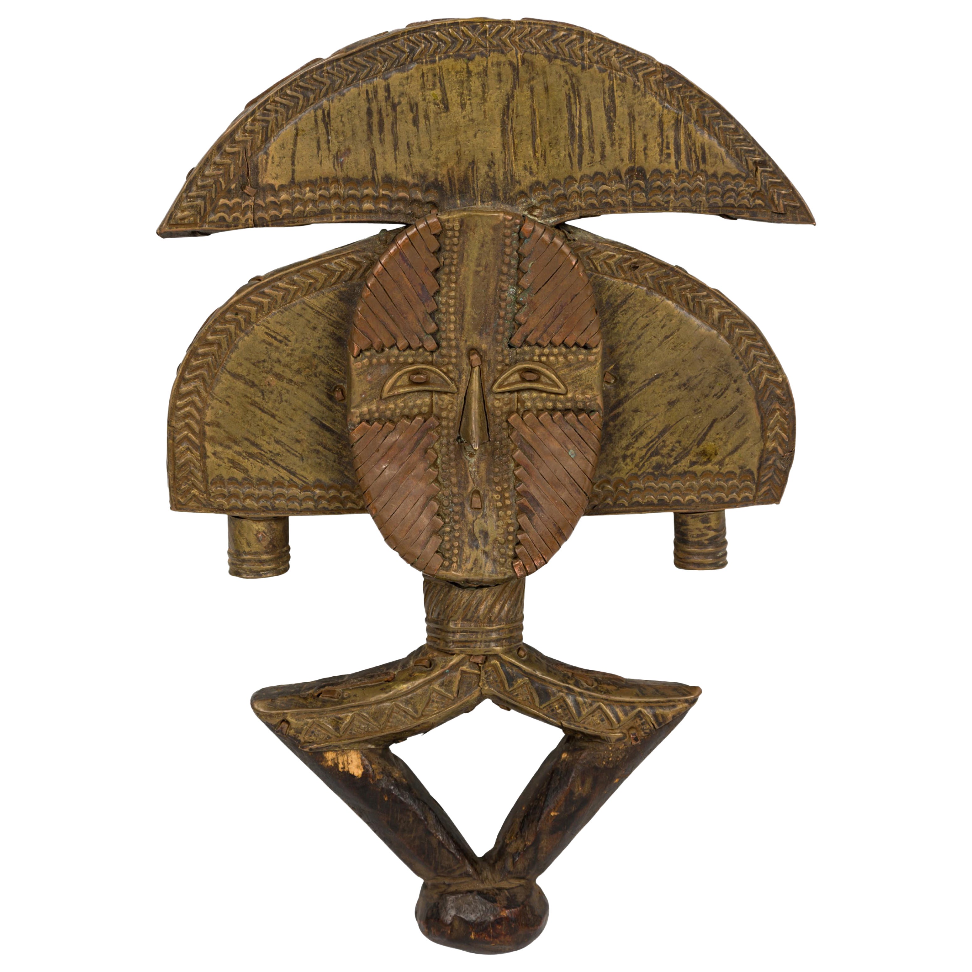 African Gabon Late 20th Century Wood 
Copper Kota Mahongwe Reliquary Figure