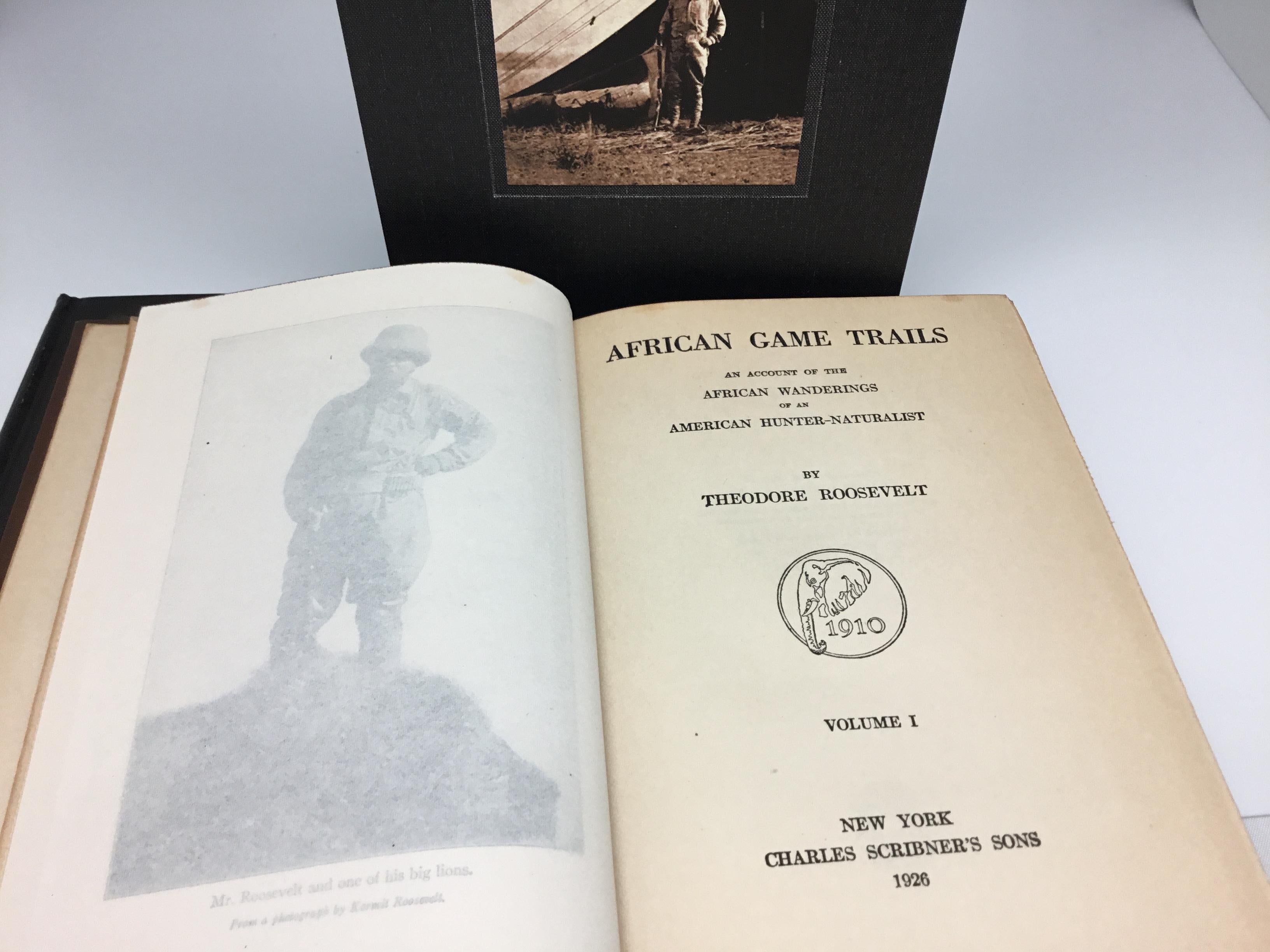 African Game Trails, Theodore Roosevelt, 2 Volume Set, 1926 In Good Condition In Colorado Springs, CO