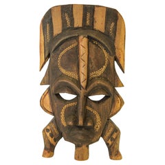 Máscara decorativa de madera africana de Ghana Escultura de pared