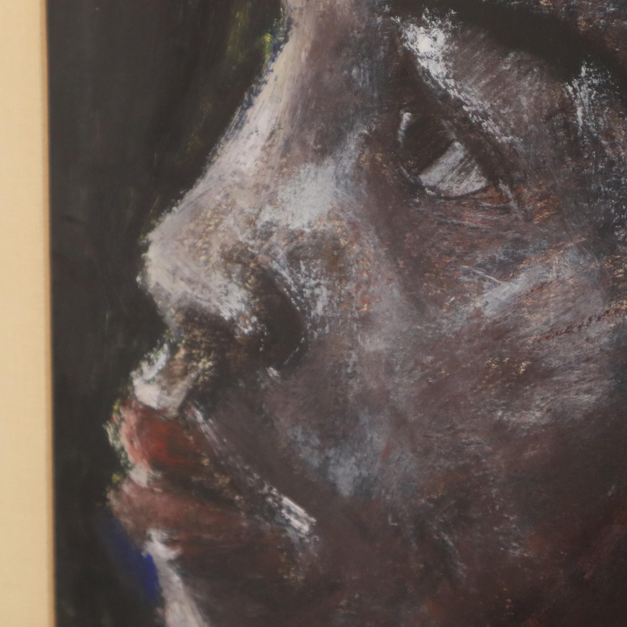 African Girl Art Painting on Paper Weyne 66x56cm For Sale 1