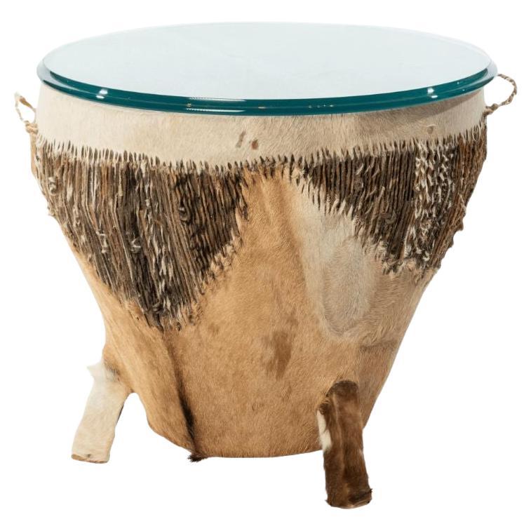 African Goat Skin Drum Table
