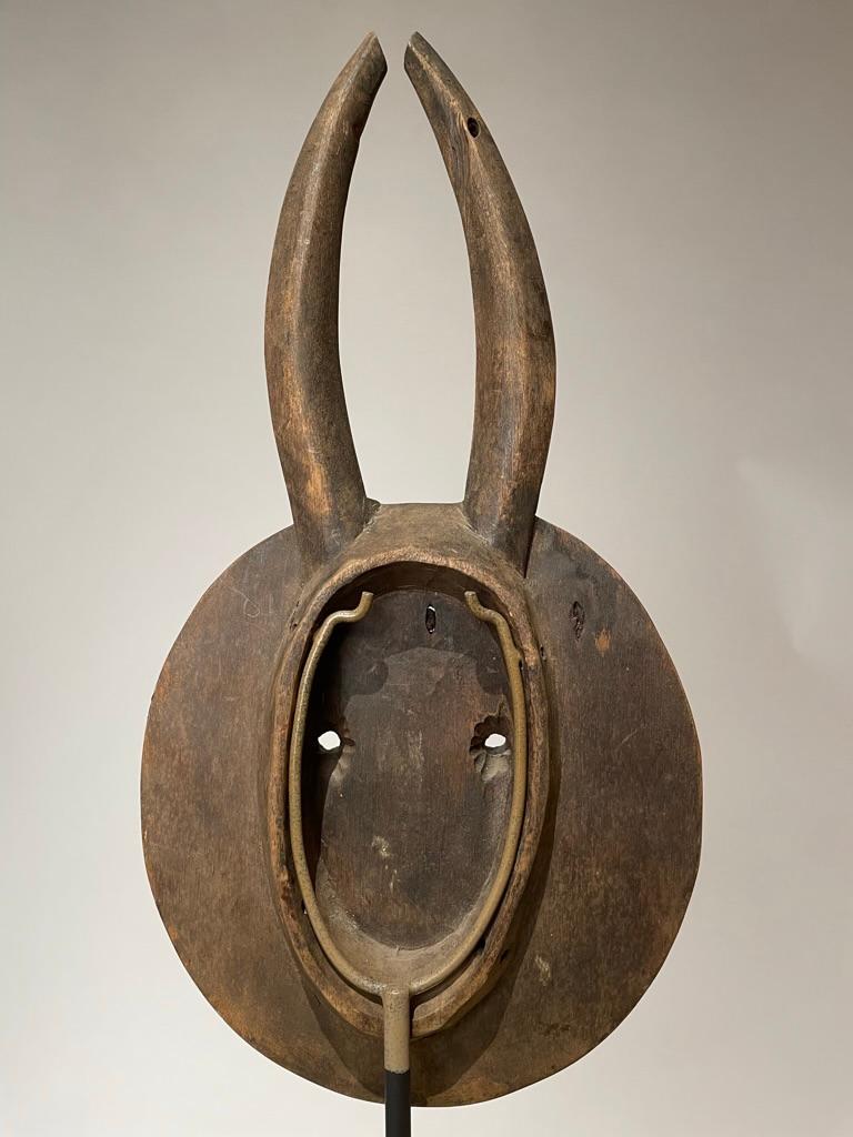 African Goli Style Tribal Mask Mounted on a Custom Steel Base African Goli Style Tribal Mask Mounted on a Custom Steel Base