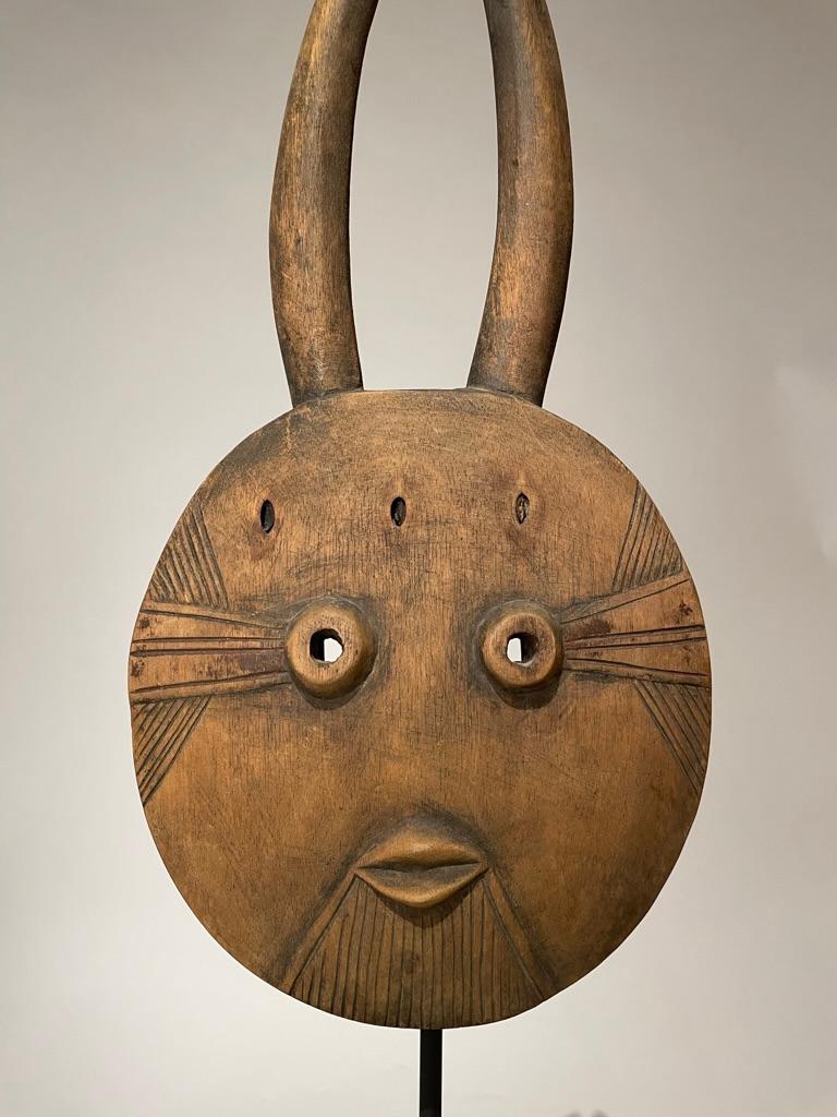 African Goli Style Tribal Mask Mounted on a Custom Steel Base African Goli Style Tribal Mask Mounted on a Custom Steel Base