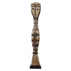 African Guinea Late 20th Century Carved Wood Baga Rearing Snake on Metal Stand
