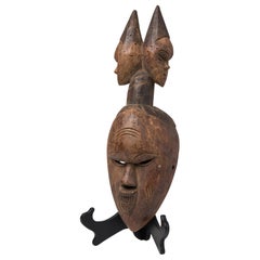 African Guinea Late-20th Century Hand Carved Baga Handheld Mask