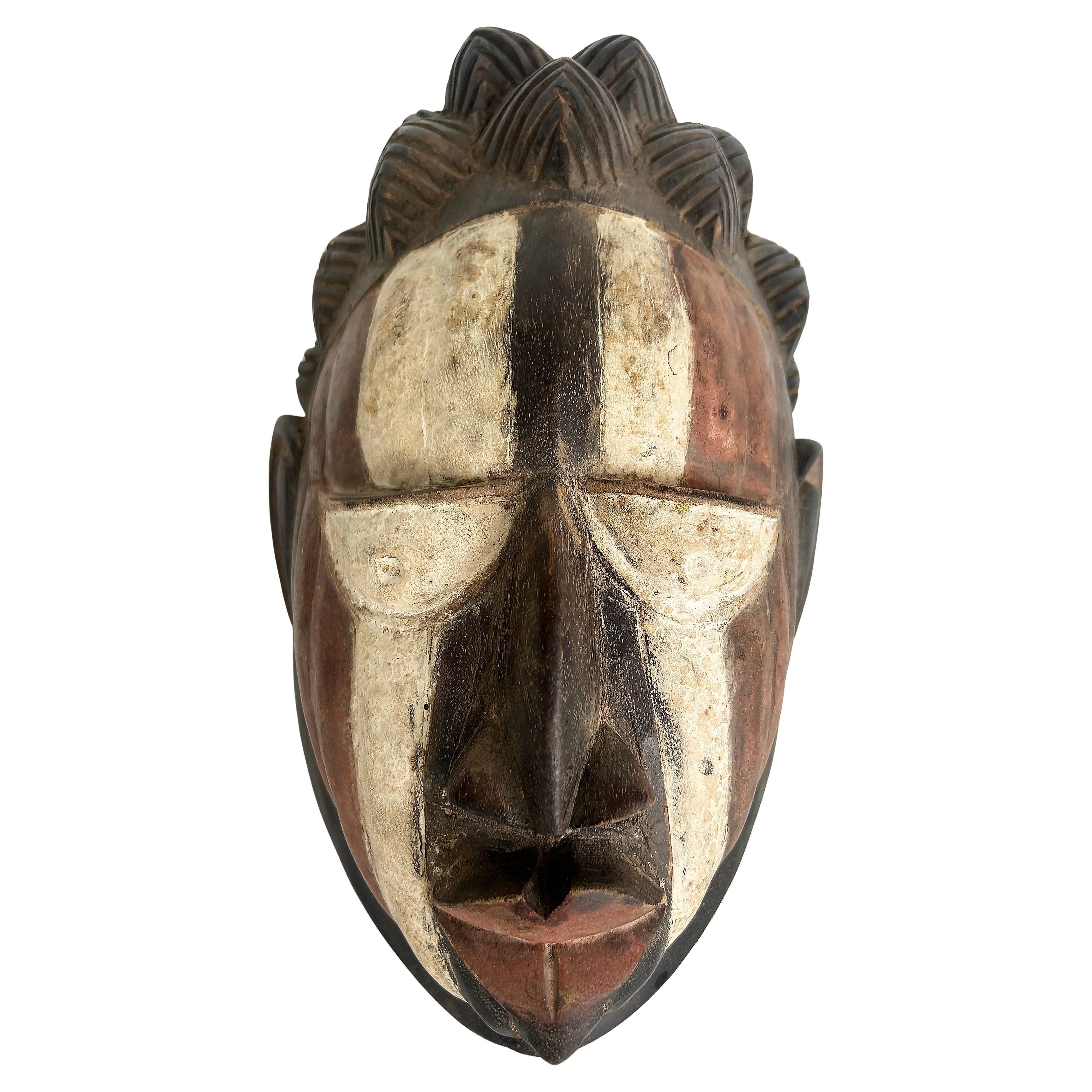 African Hand-Carved Ancestor Living Spirit Mask, Congolese People