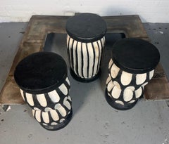African Hand carved and painted wooden stools / pedestals