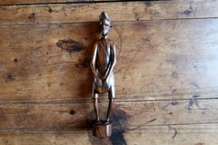 African Hand-Carved Hardwood Male Figure, Ebony, East Africa, Mid-Century, 2C115