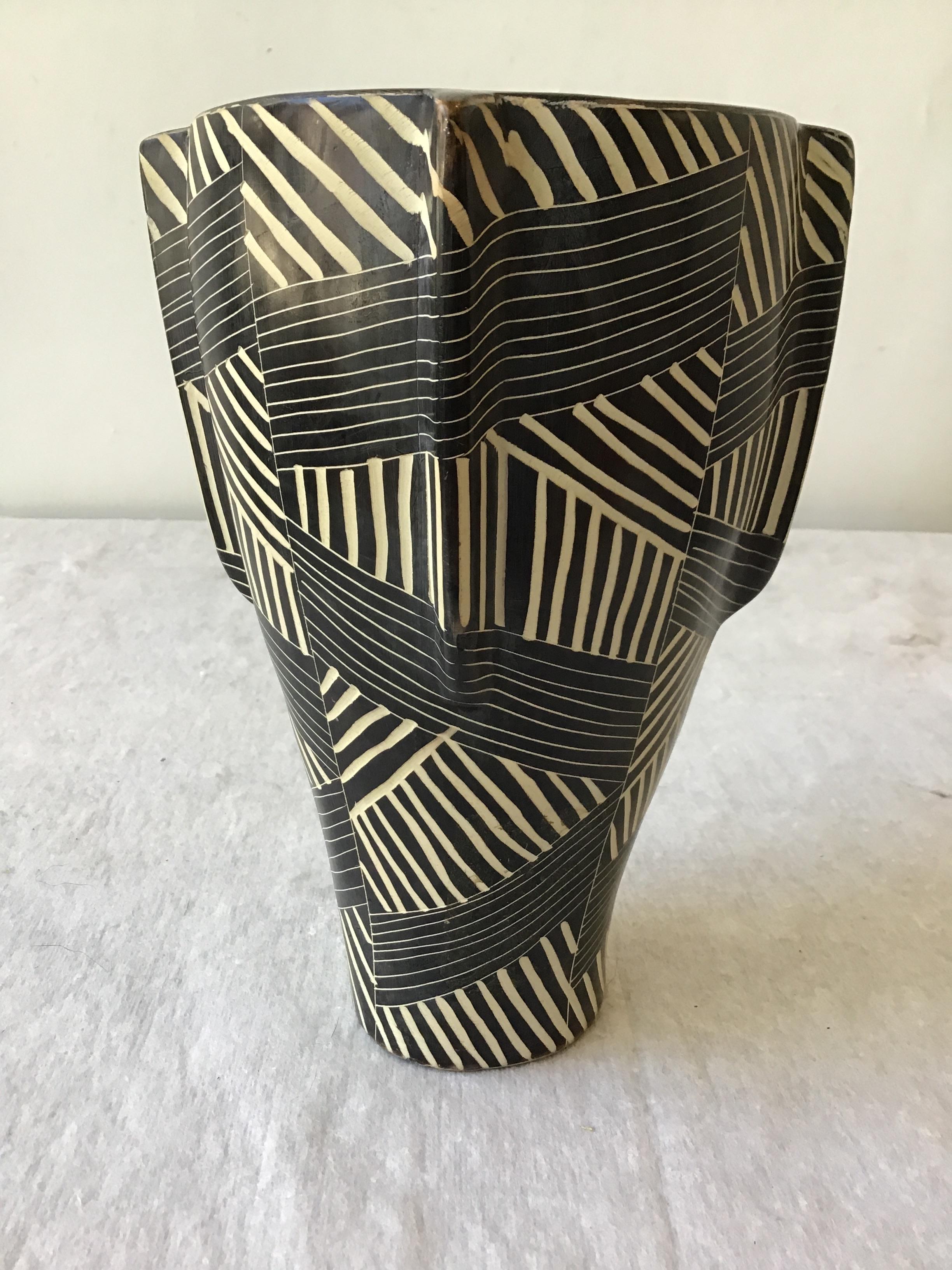 African hand carved soapstone vase.