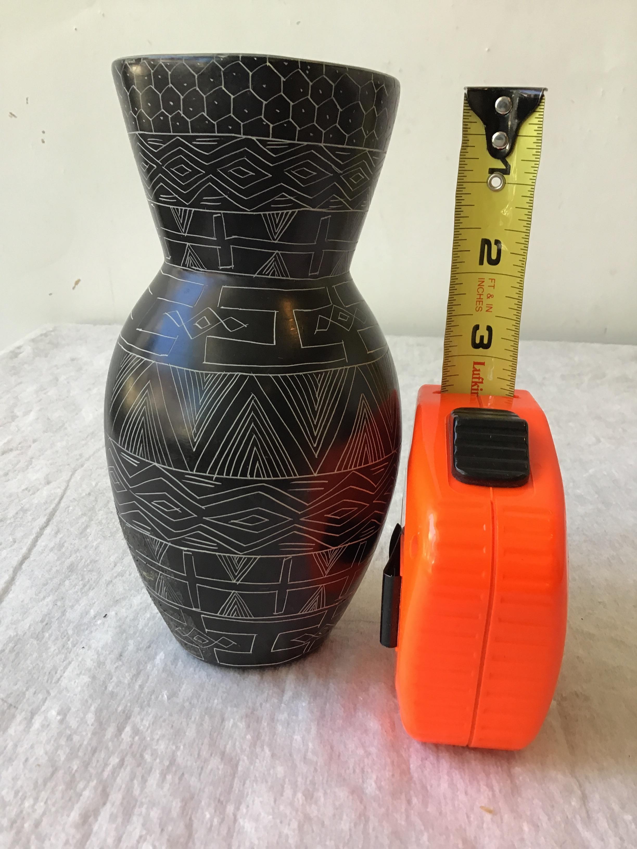 African hand carved soapstone vase.