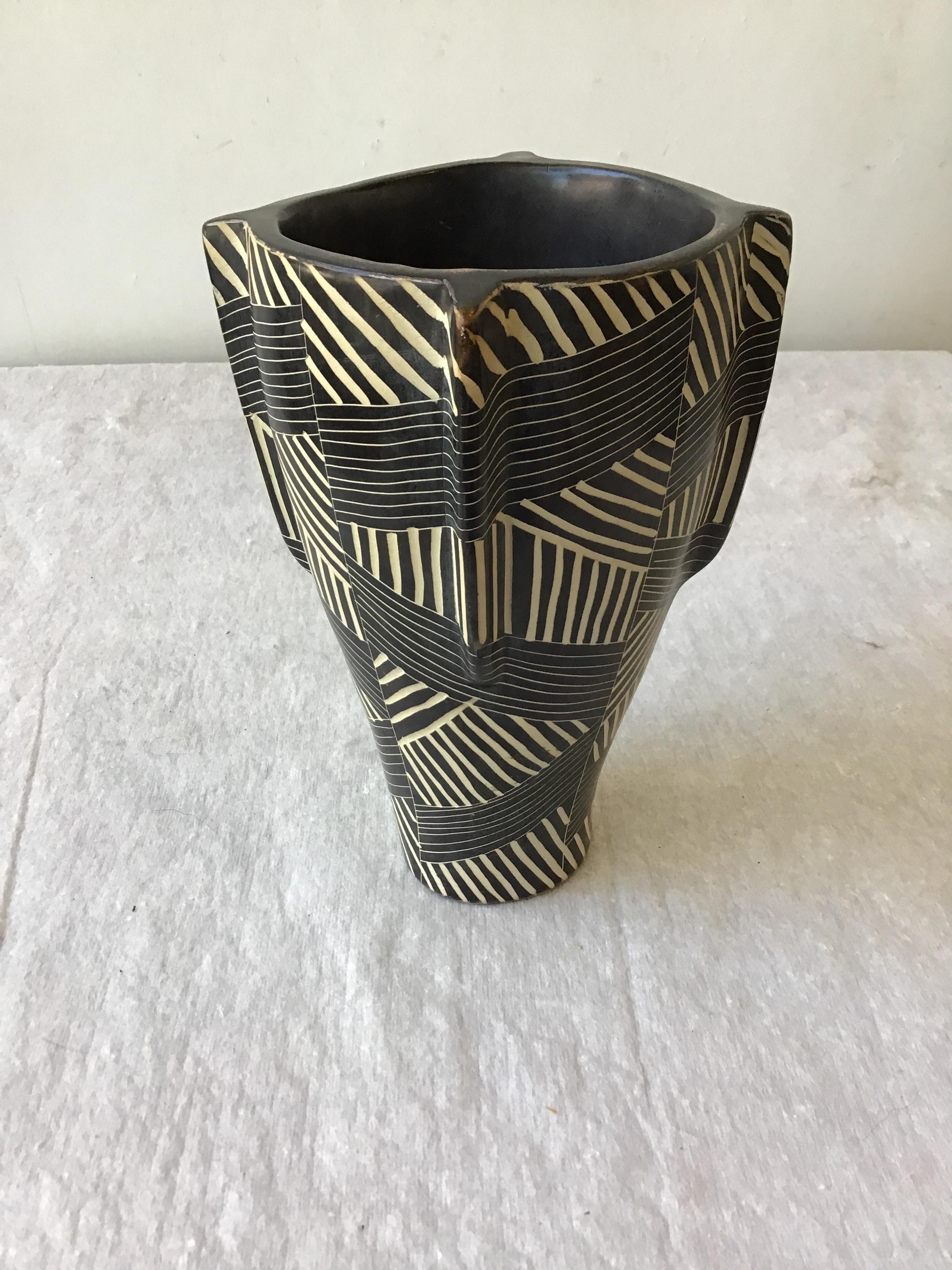 African Hand Carved Soapstone Vase In Good Condition In Tarrytown, NY