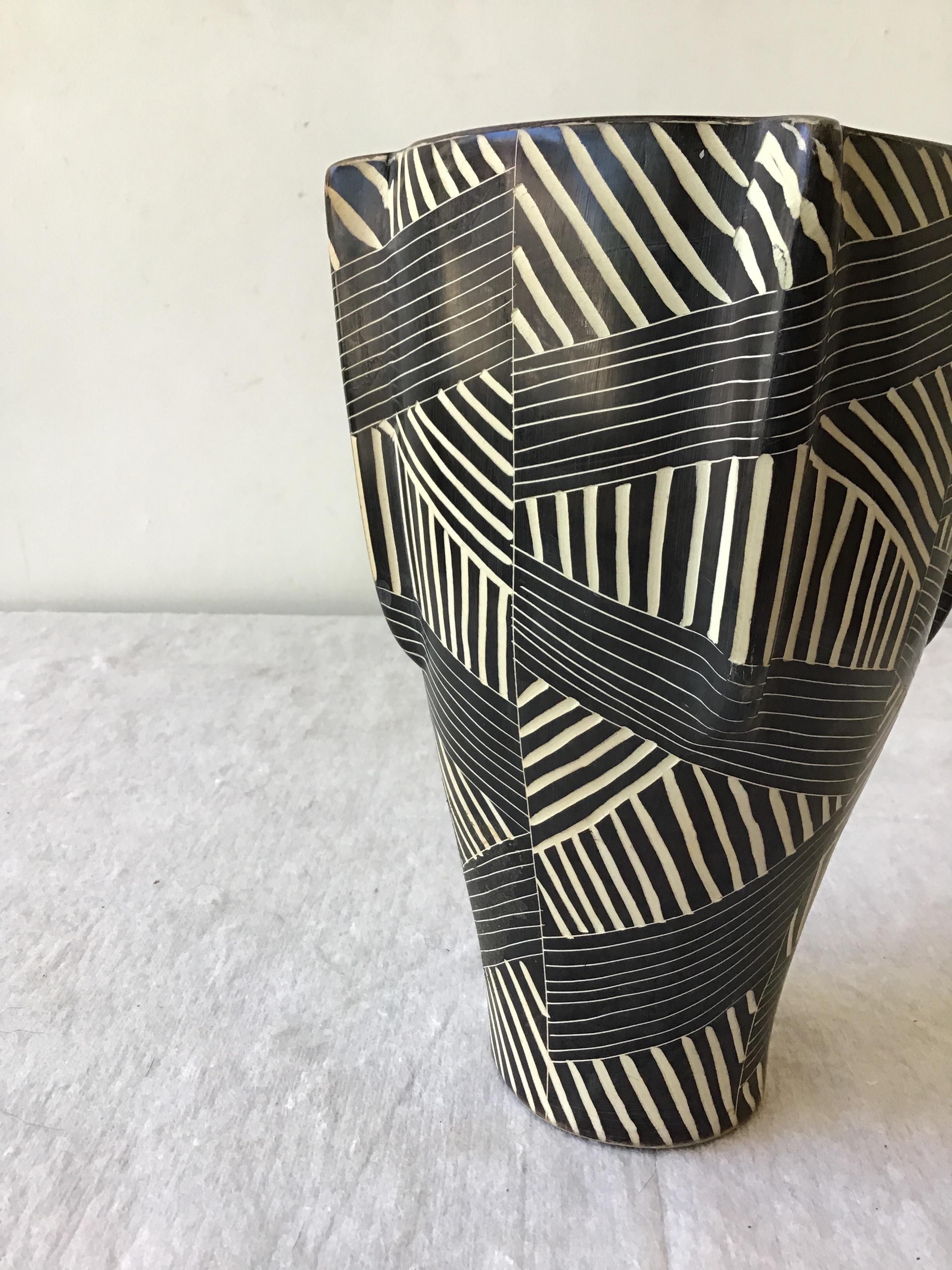 African Hand Carved Soapstone Vase 1