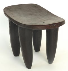 African Hand-Carved Stool from Cote d'Ivoire