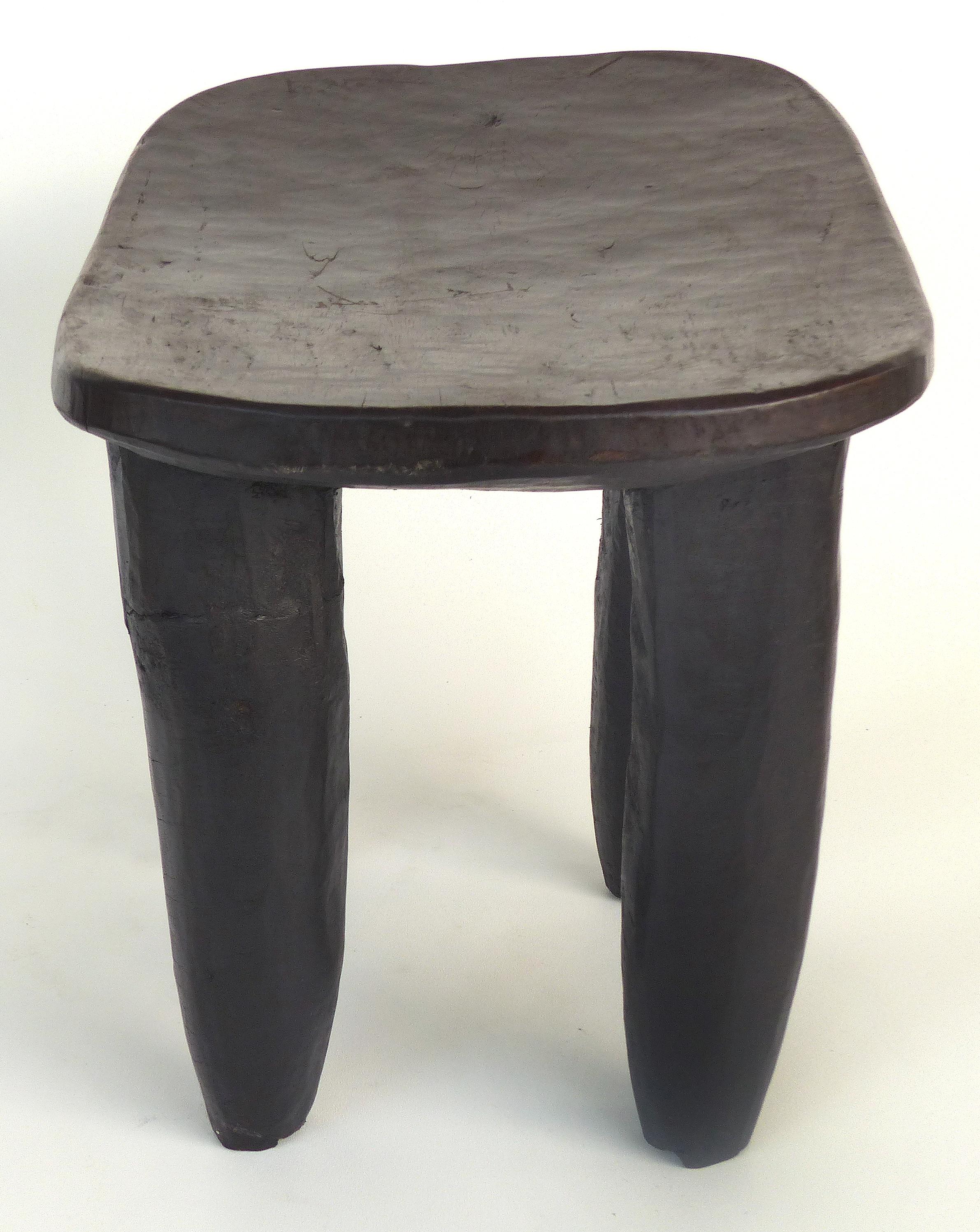 Wood African Hand-Carved Stool from Cote d'Ivoire