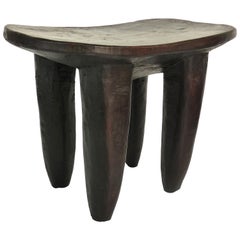 African Hand-Carved Stool from Cote d'Ivoire