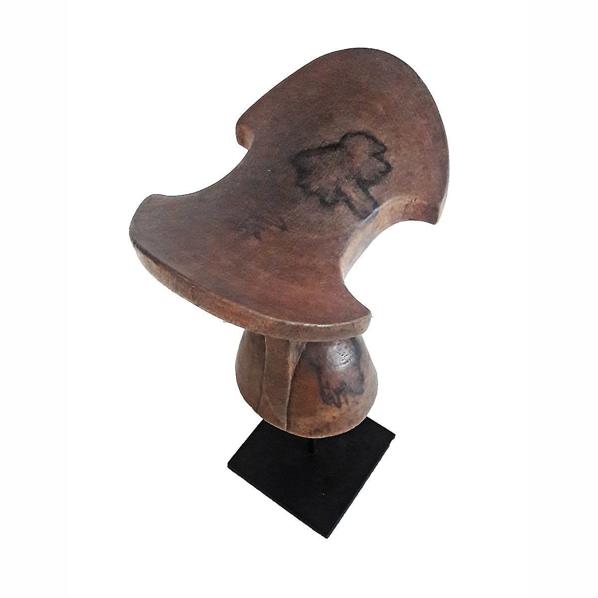 Ethiopian African Hand Carved Teak Wood Headrest