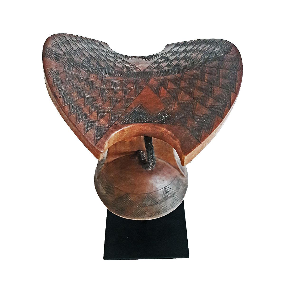 African Hand Carved Teak Wood Headrest 1