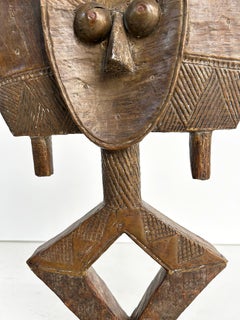 African Hand-Carved Wood Decorative Figurative Reliquary from Gabon 20th Century