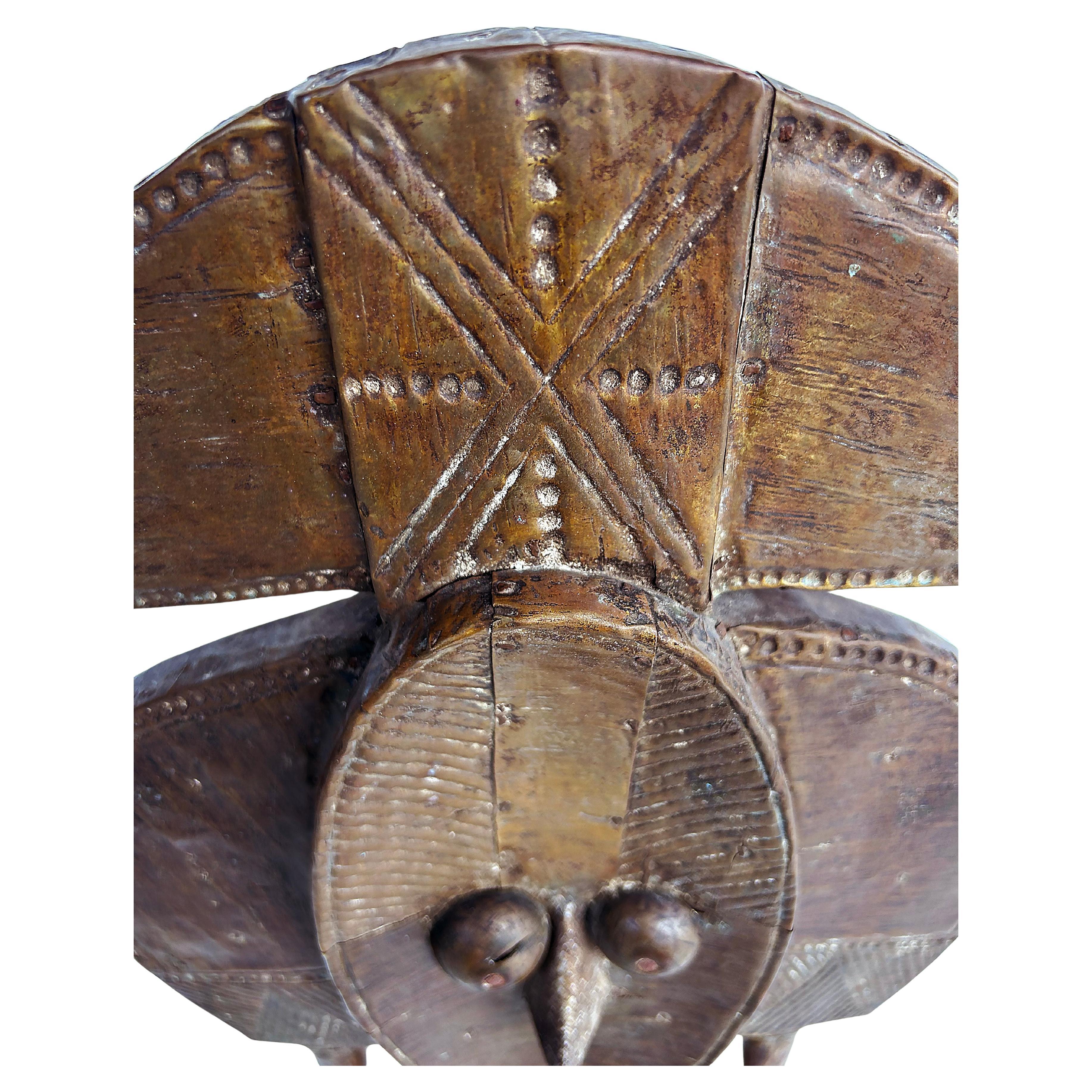 Tribal African Hand-Carved Wood Decorative Figurative Reliquary from Gabon 20th Century