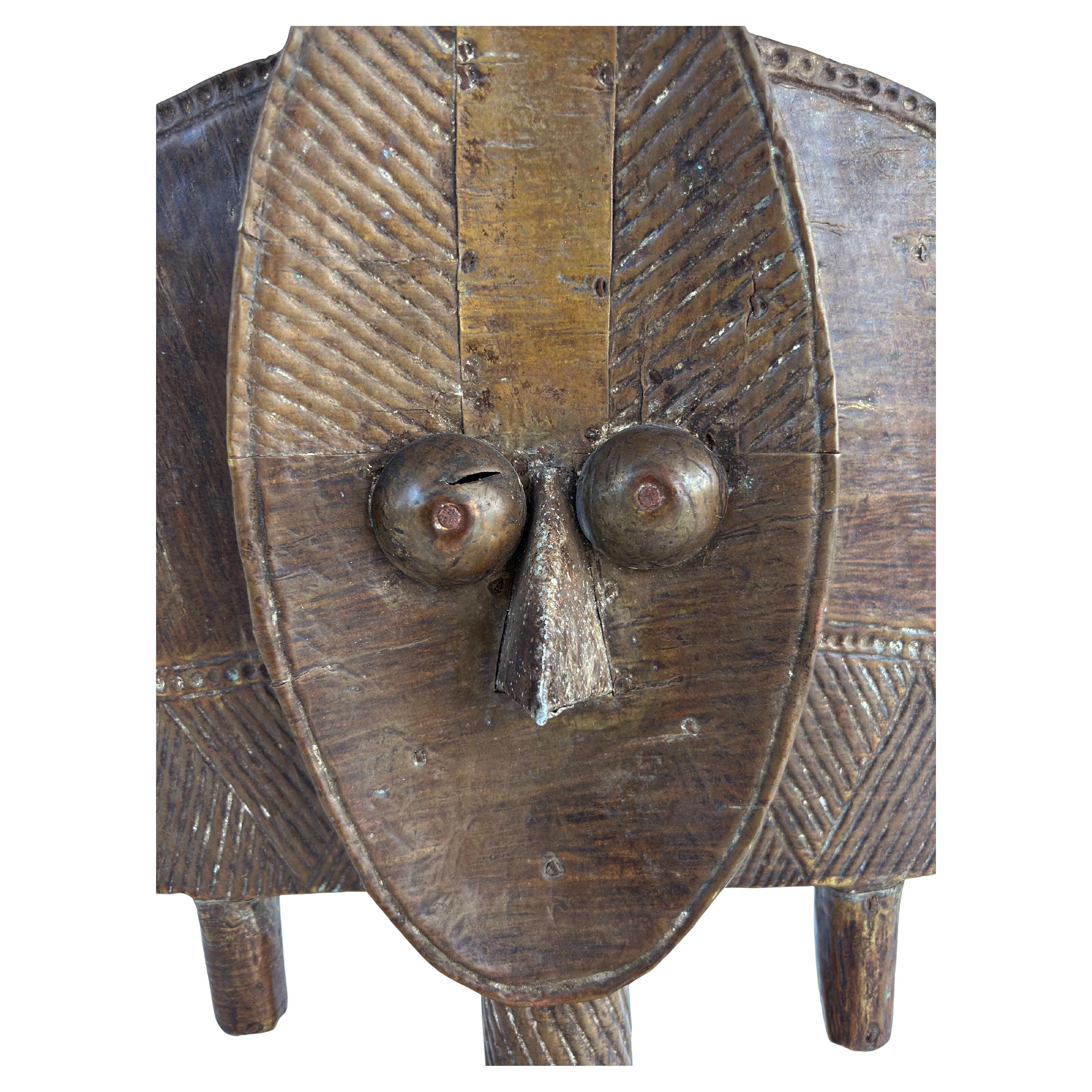 Gabonese African Hand-Carved Wood Decorative Figurative Reliquary from Gabon 20th Century