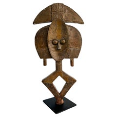 African Hand-Carved Wood Decorative Figurative Reliquary from Gabon 20th Century