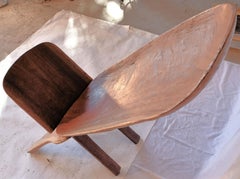 African Hand Carved Wooden Birthing Chair, 2 Piece