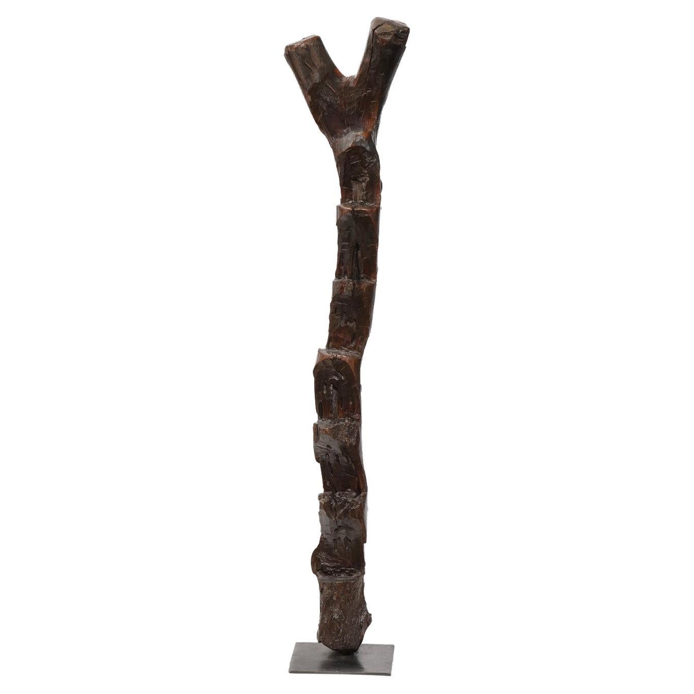 African Hand-Carved Wooden Ladder Sculpture 20th Century