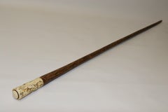 African Hardwood and Carved Bone Early 20th Century Walking Stick
