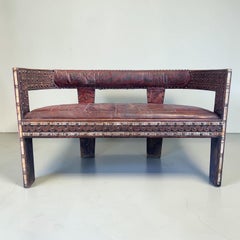 African Hardwood And Leather Two‑Seater Settee (Pair Of Chairs Also Available)