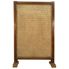 Vintage African Hardwood Screen with Wicker Panel