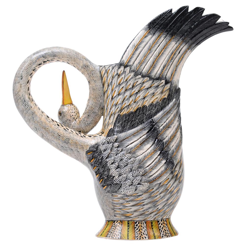 Modern African Heron Jug by Love Art Ceramics