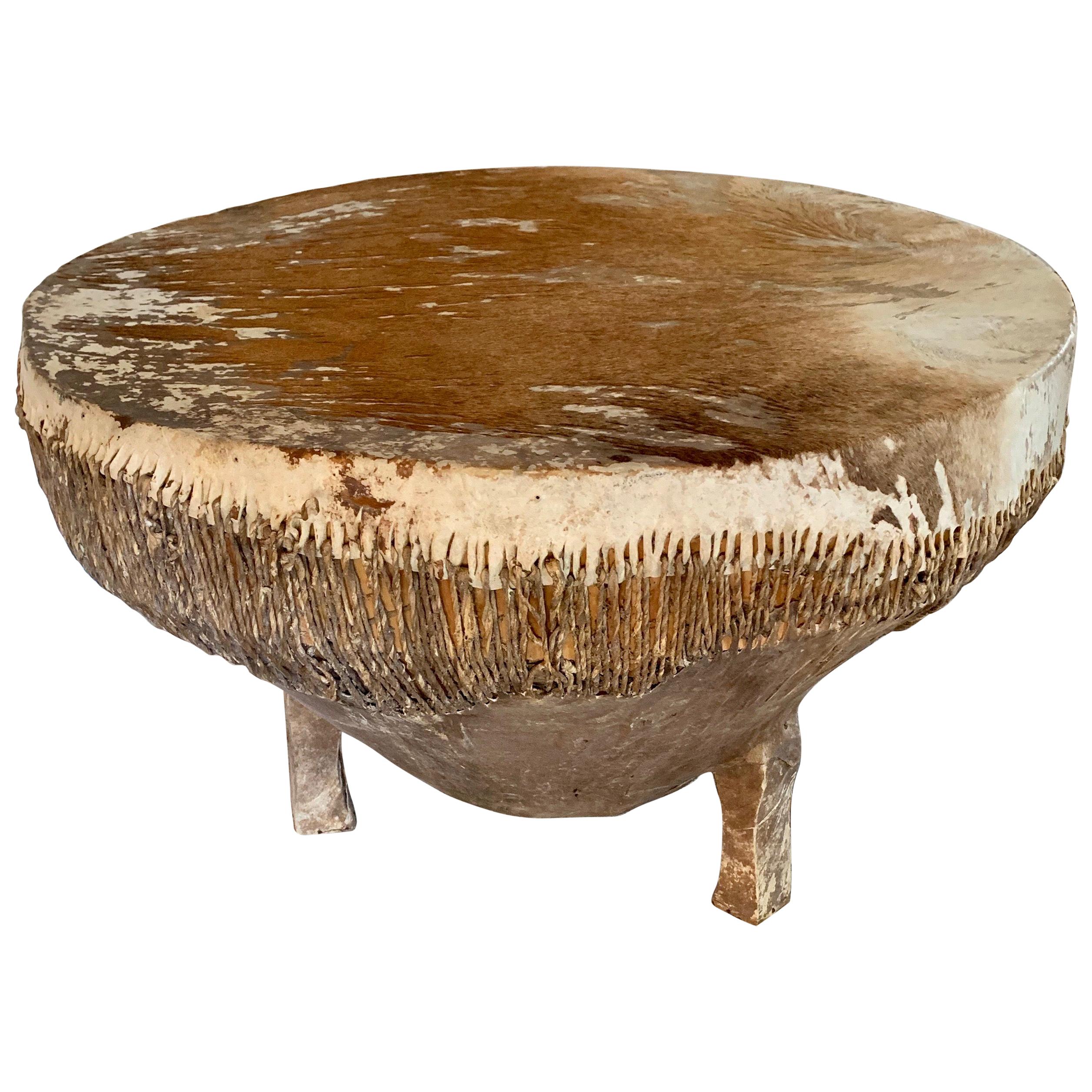 African Hide Drum Table