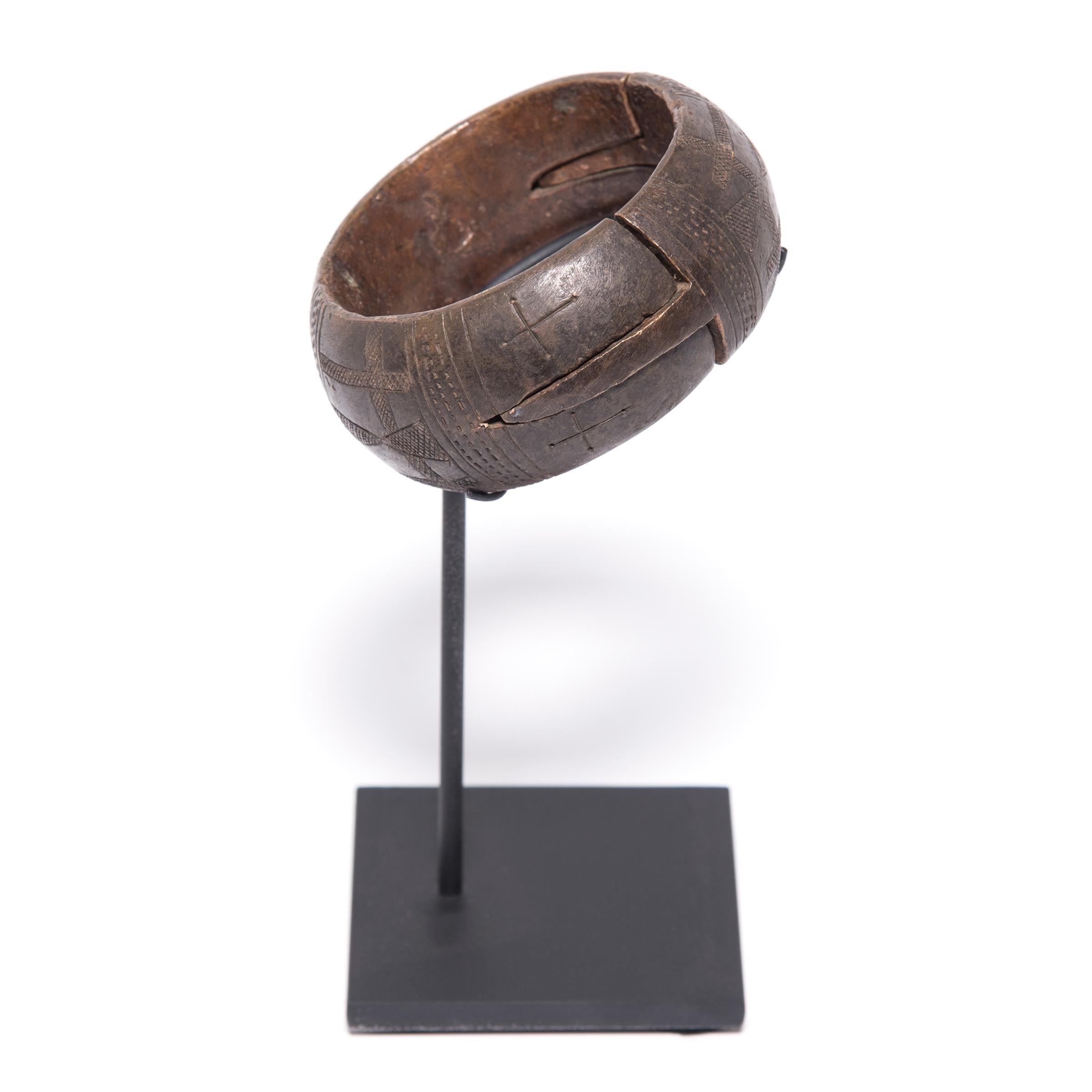 Tribal African Incised Copper Currency Anklet, c. 1900 For Sale