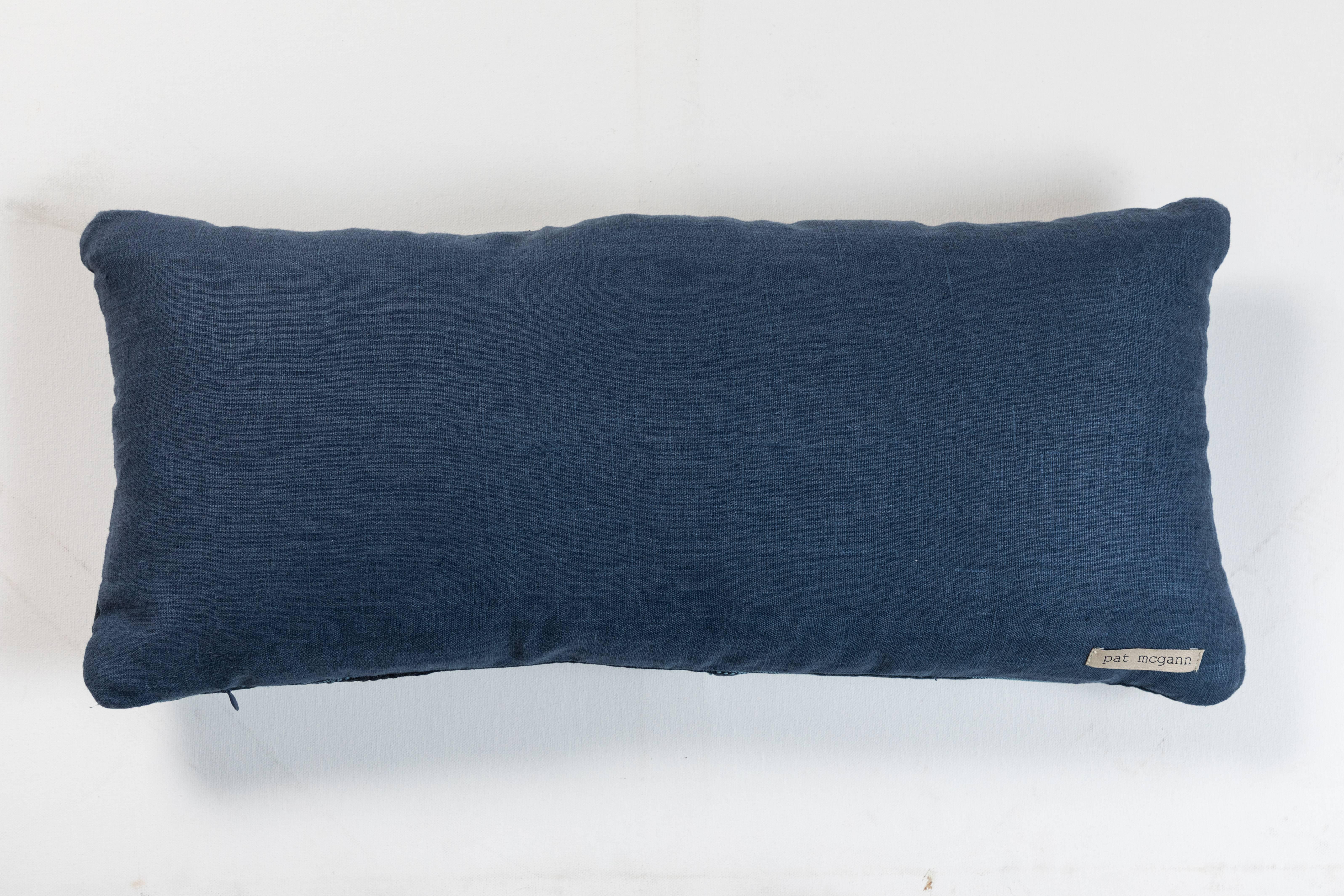 Hand-Woven African Indigo Ashante Pillow For Sale