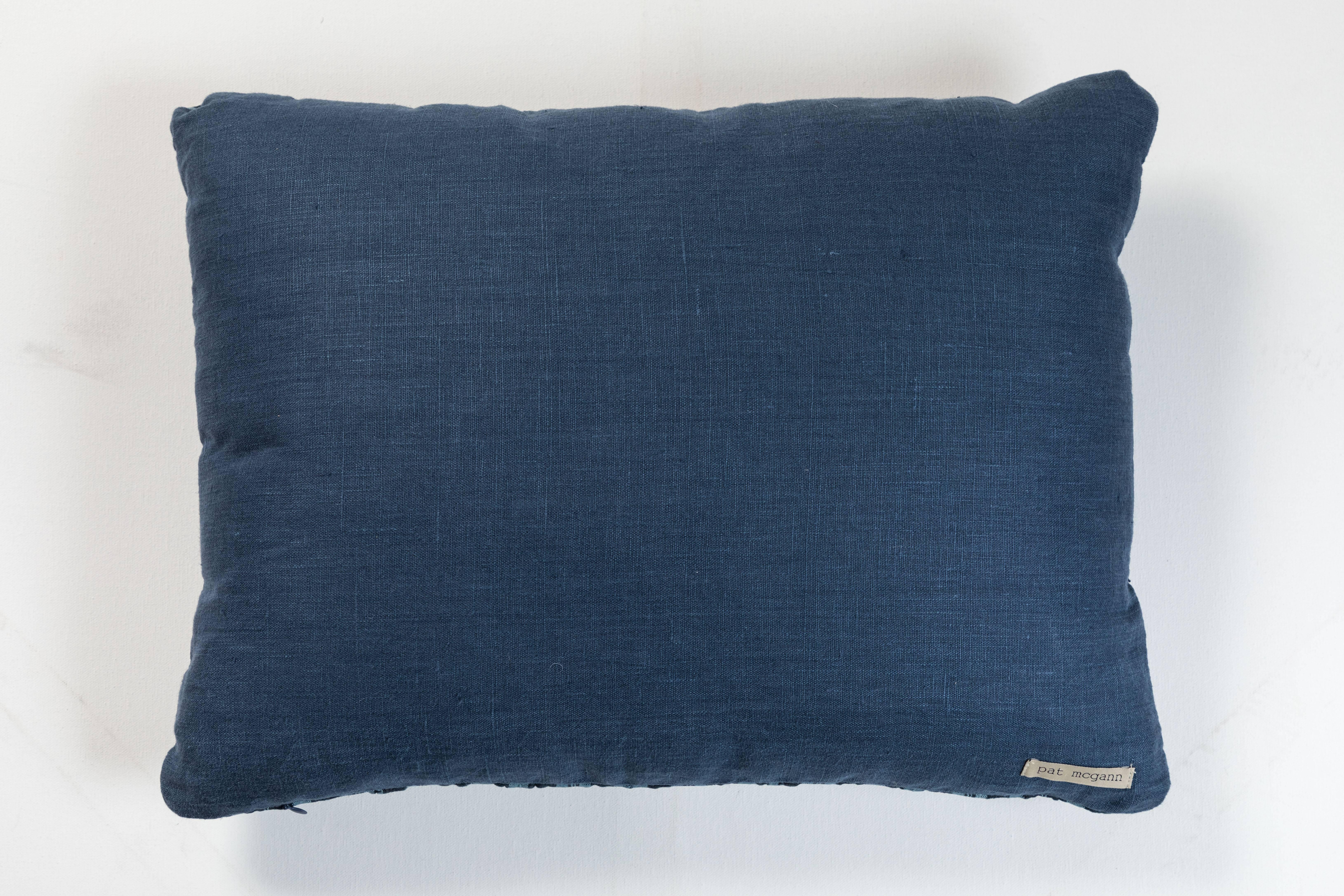 Hand-Woven African Indigo Ashante Pillow  For Sale