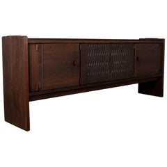 Afrikanisch inspiriertes modernistisches Eichenholz-Credenza