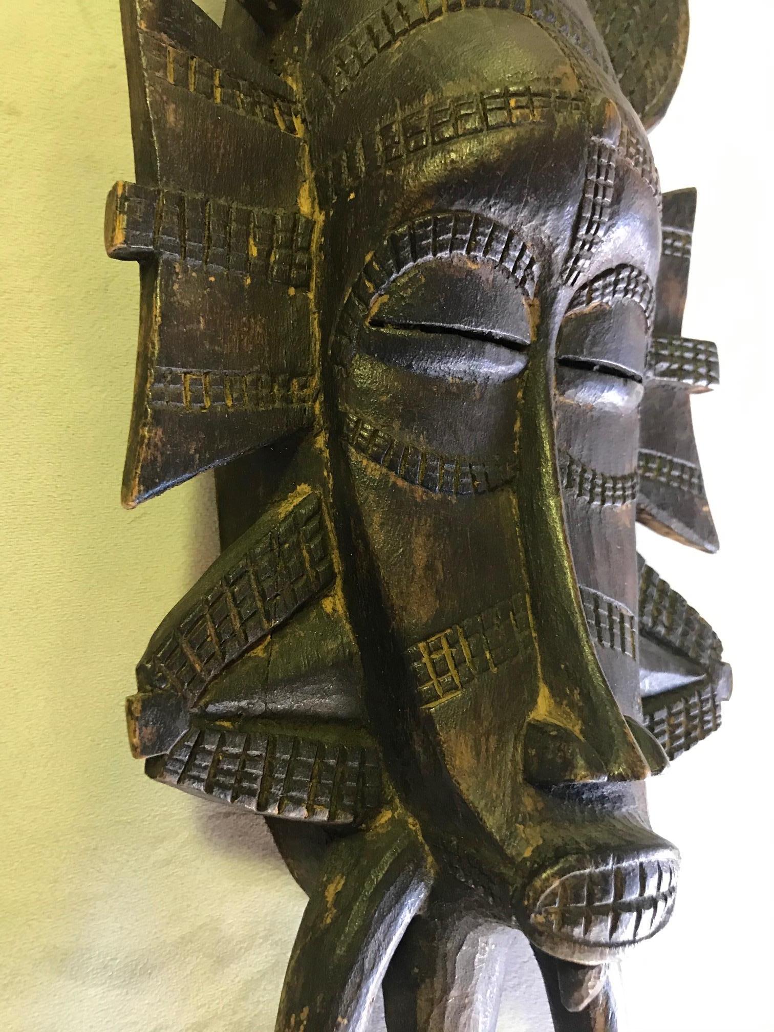 Hand-Carved African Intricately Carved Senufo Tribe Kpeliye Kpelie Kpeliyee Mask